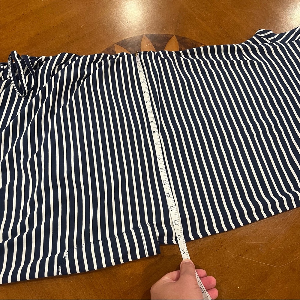 Toad & Co Muse Dress Nautical Navy Stripe Small Midi Short-Sleeve V-Neck Organic - Picture 15 of 16